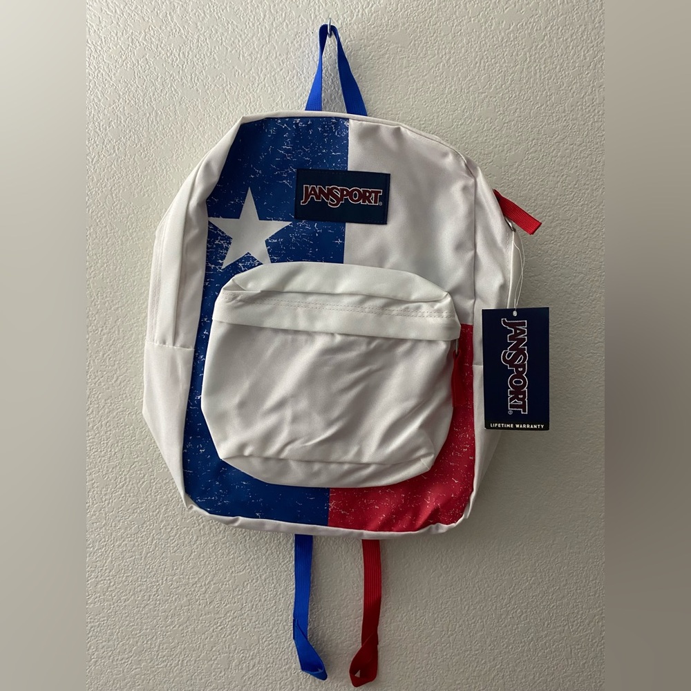❤️🤍💙🎒 JanSport Superbreak Lone Star Backpack - White/Blue/Red
